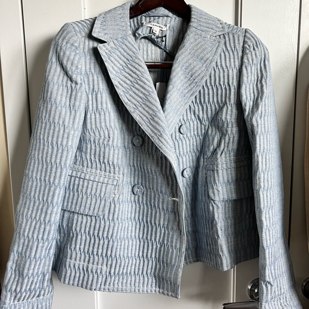 Carven double breasted patterned jacquard blazer